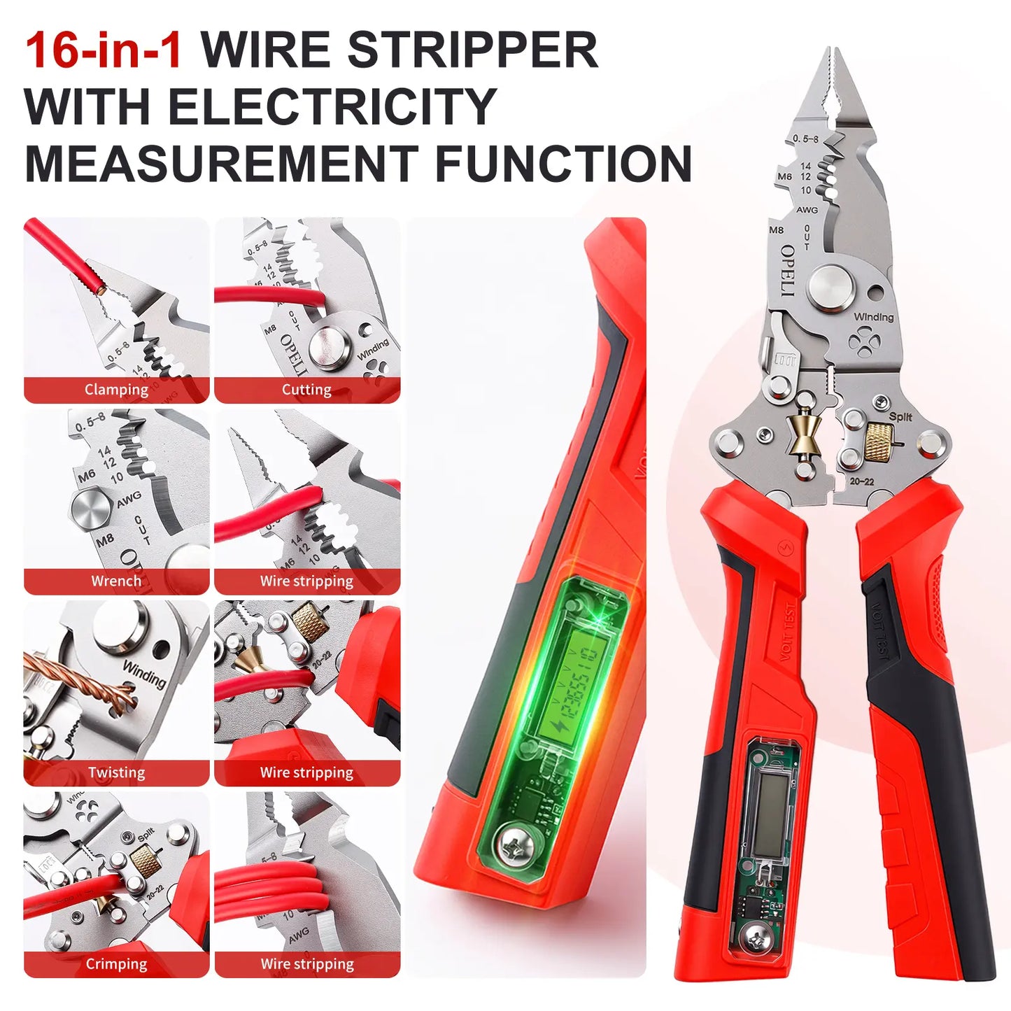 16 in 1 Wire Stripper Twister for Cutting and Pulling Wires,