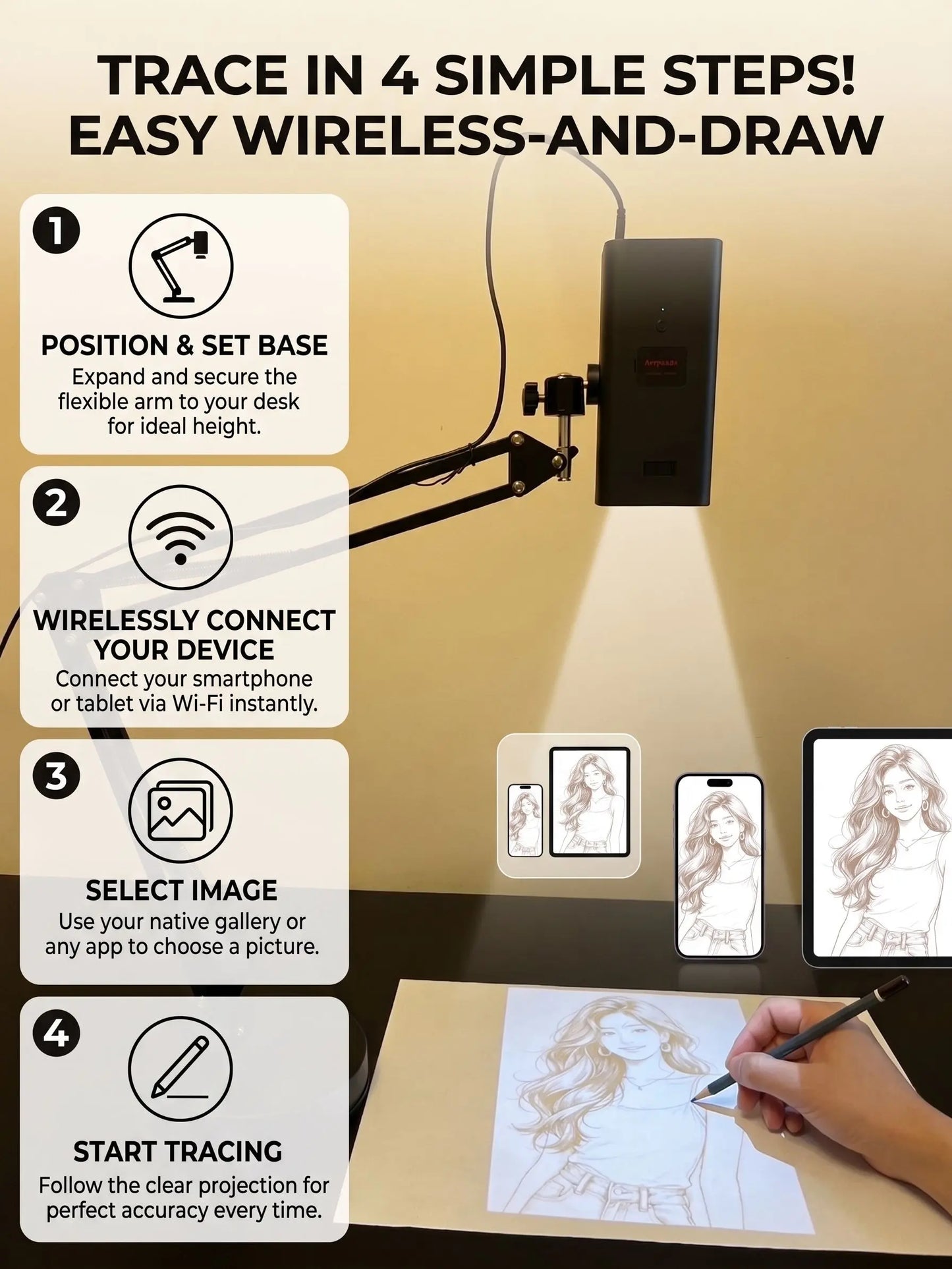 Art Tracing Projector 360° Flexible Arm
