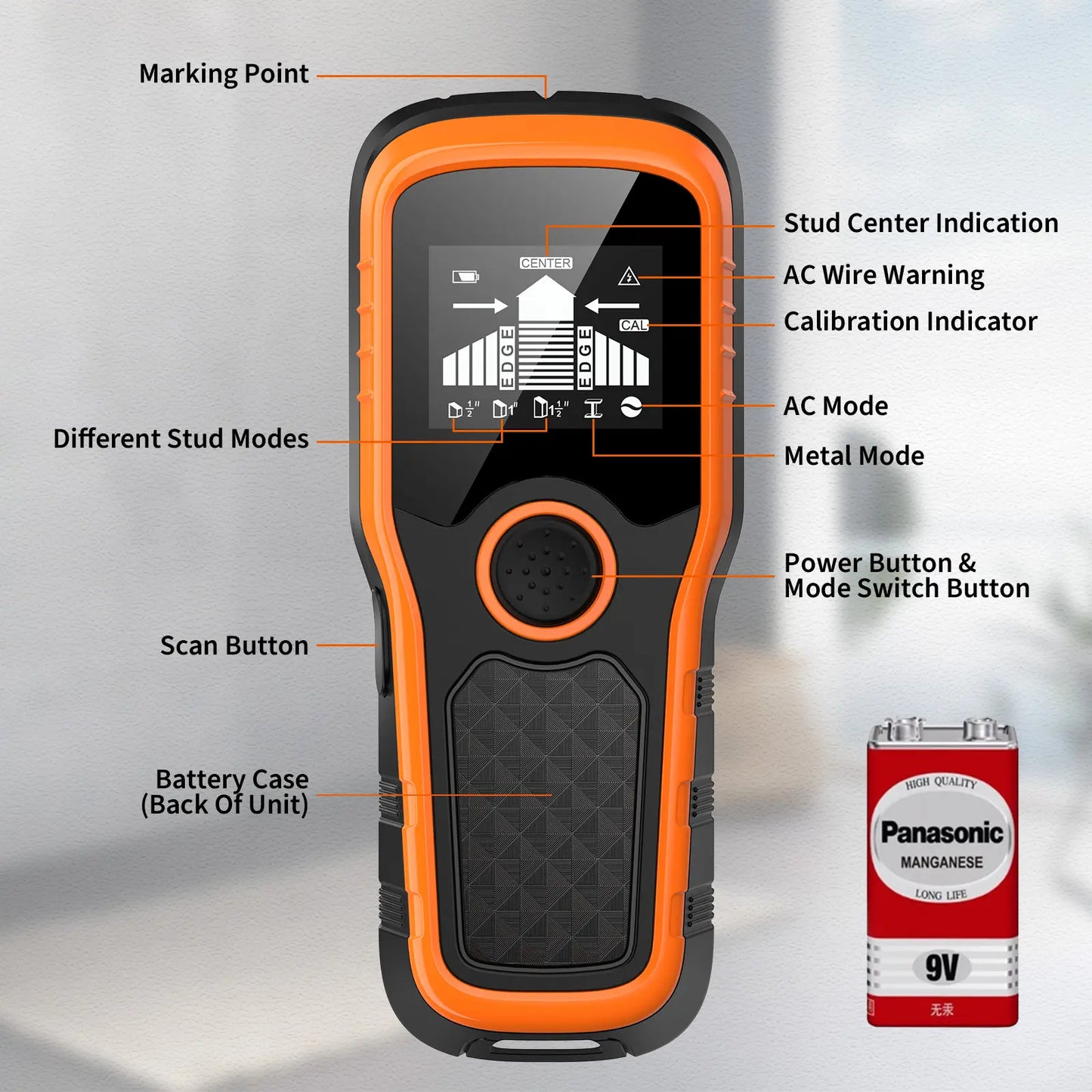 Stud Finder Wall Scanner – 5-Mode HD LCD