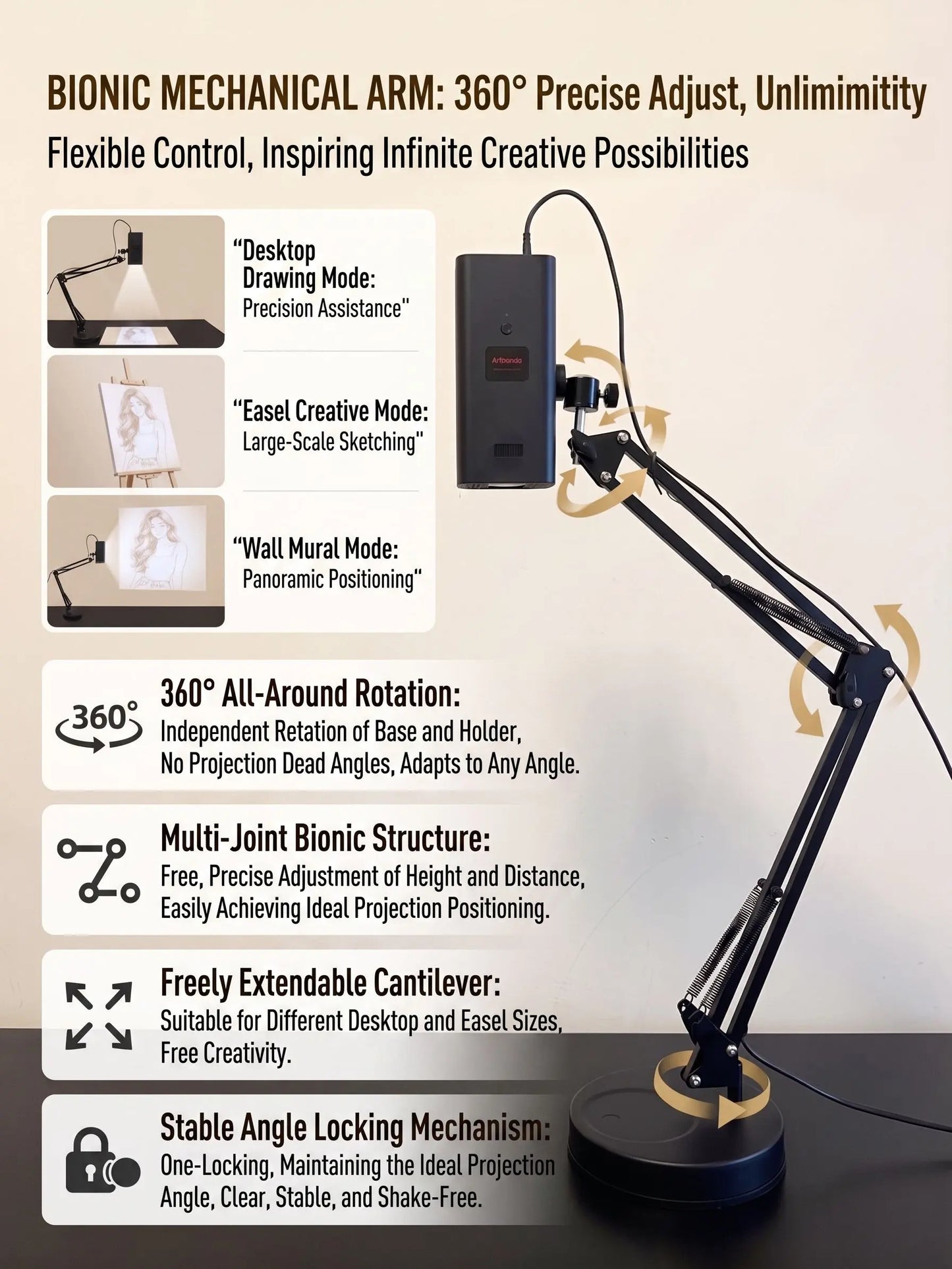 Art Tracing Projector 360° Flexible Arm