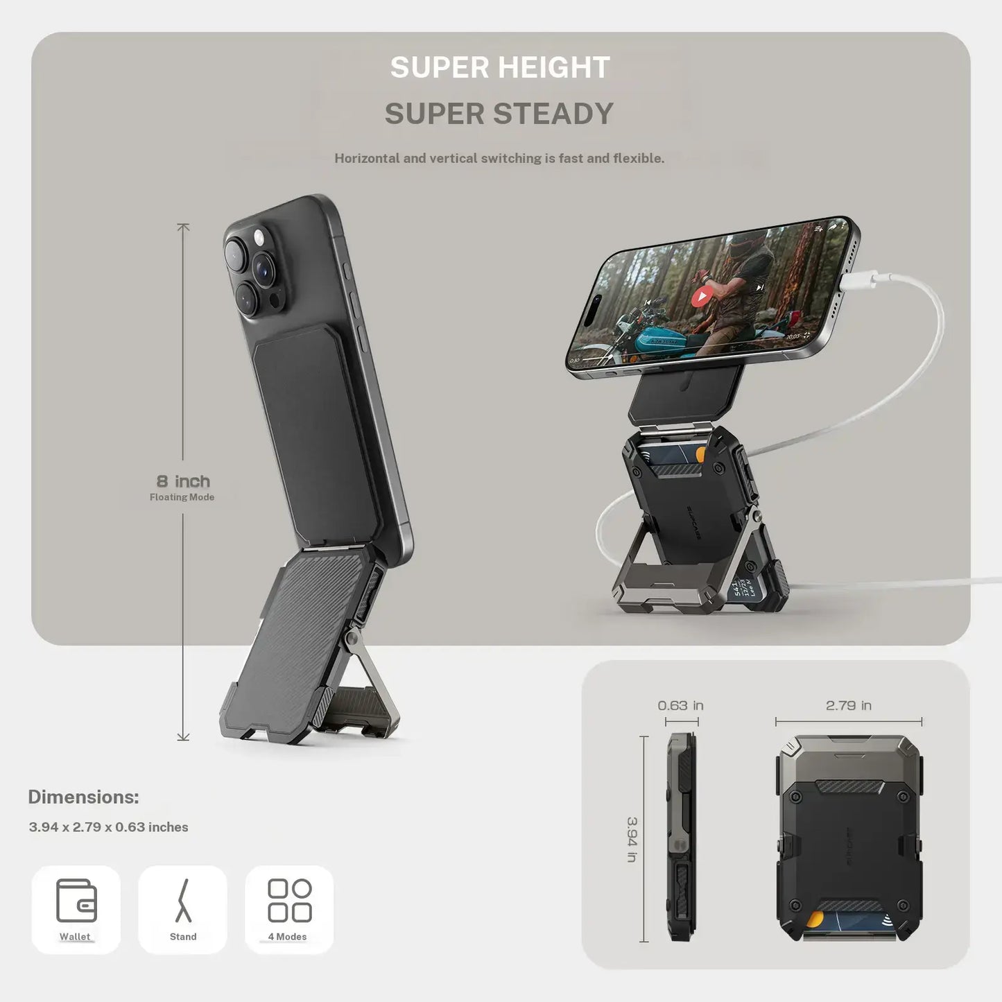 Magnetic Wallet with Stand for iPhone